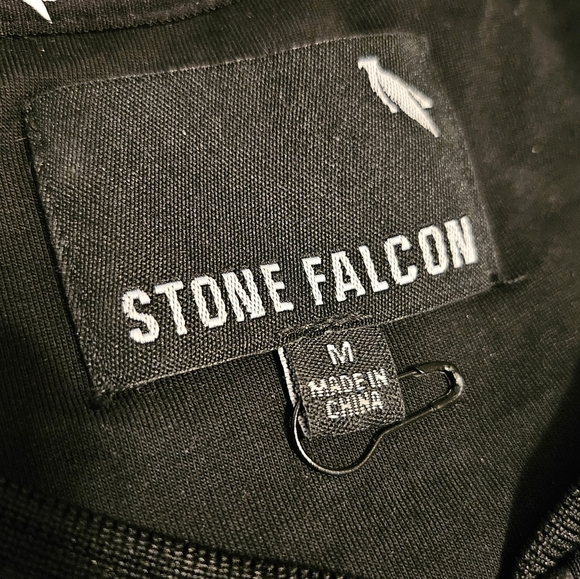 Stone Falcon Black Short Sleeve Tee with Quarter-Zip Collar - Picture 4 of 9